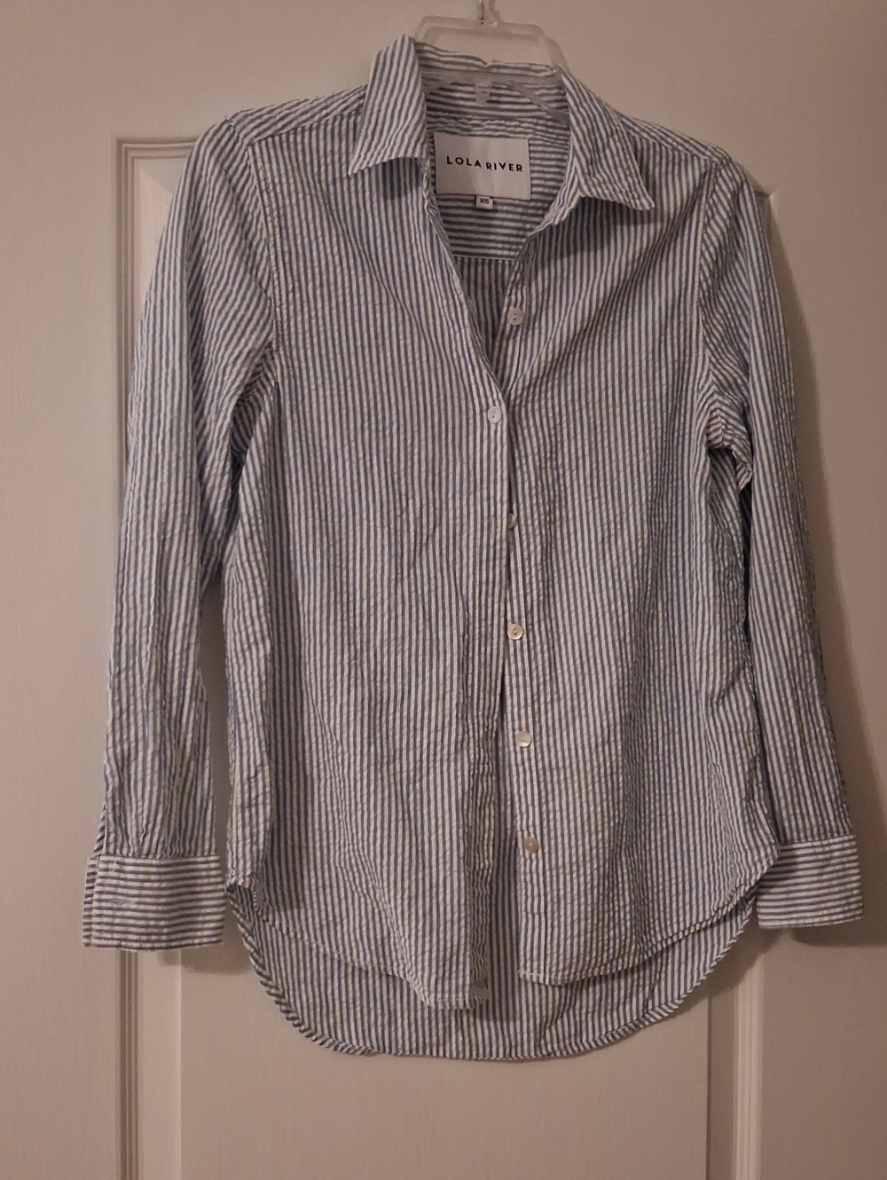 Lola River Blue & White Striped Button-Down Shirt